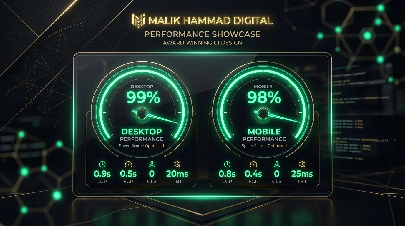 Malik Hammad Digital - 99% Desktop & 98% Mobile Performance Showcase
